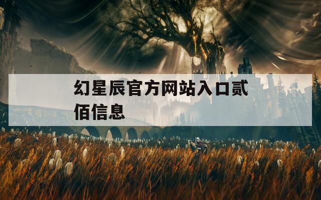 幻星辰官方网站入口贰佰信息